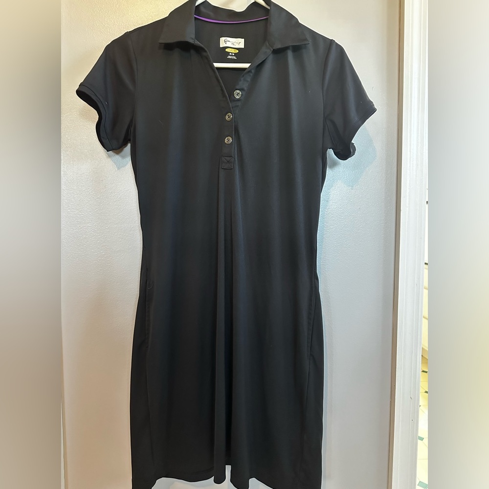 Black midi dress with pockets on both sides